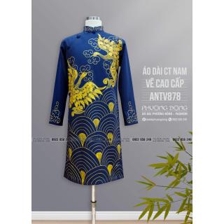 Áo Dài Cách Tân Nam Vẽ Màu Acrylic ANTV878